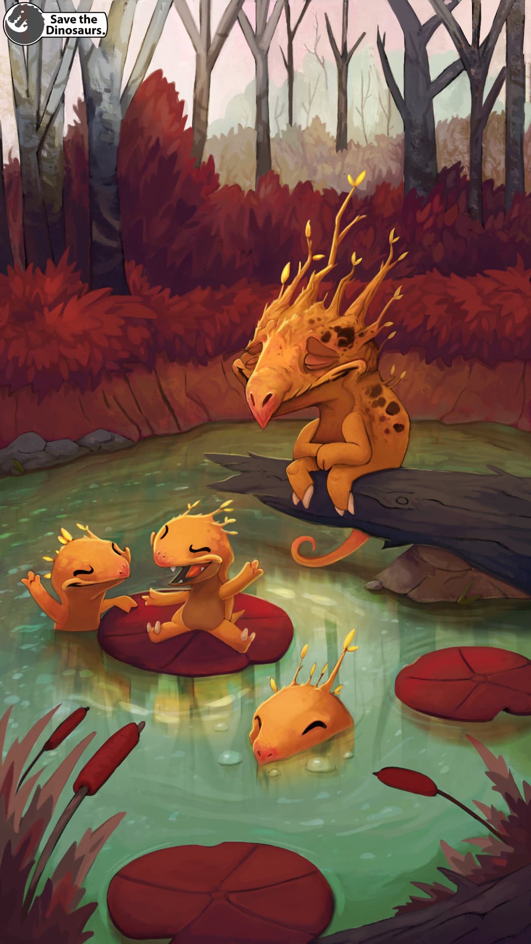 a creature family in a swamp