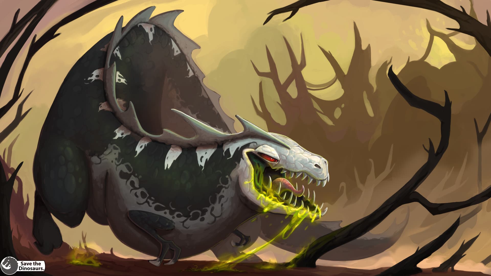 acid dino in brown forest